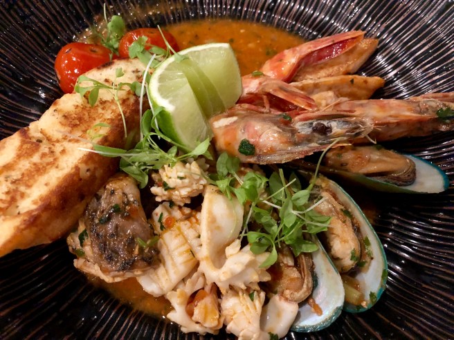 Bouillabaisse, prawns, calamari, fresh fish pieces, mussel, tomato confit - Busbys Restaurant and Bar, Highett